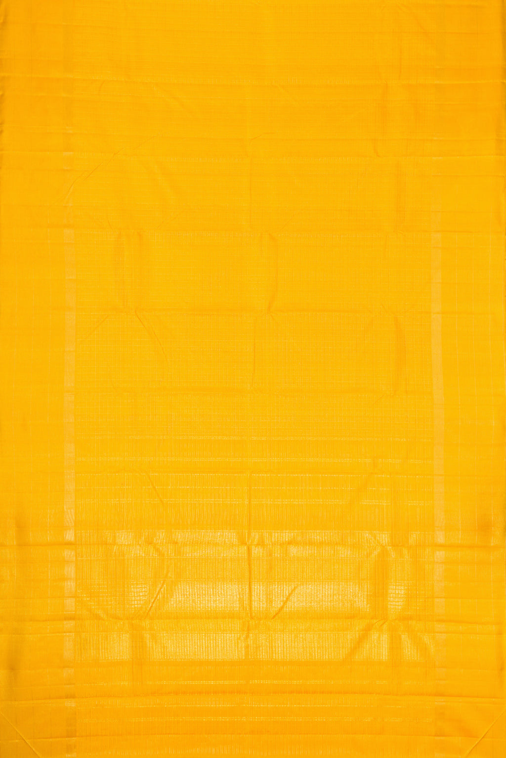 Flat view of Yellow Dual Tone Kanchipuram Silk Saree with Checked design on the body and Zari Border. 