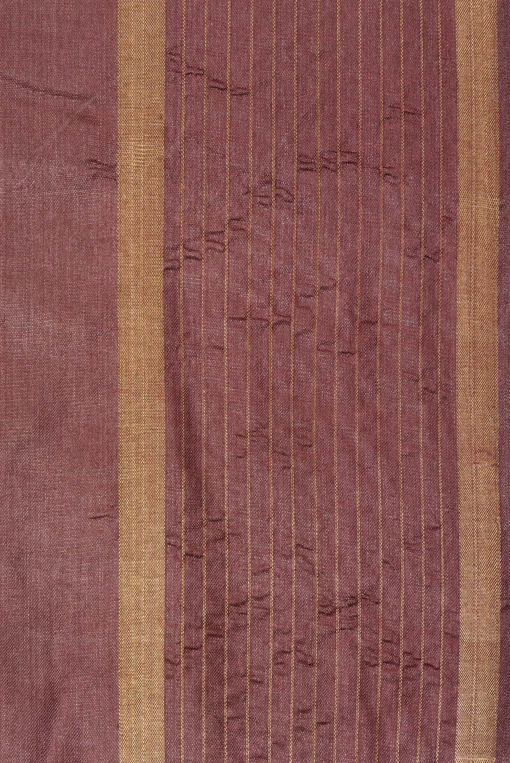 Border image of Pure Silk Brown Dual Tone Tussar Saree with Zari Butta on the body and Zari Border. 