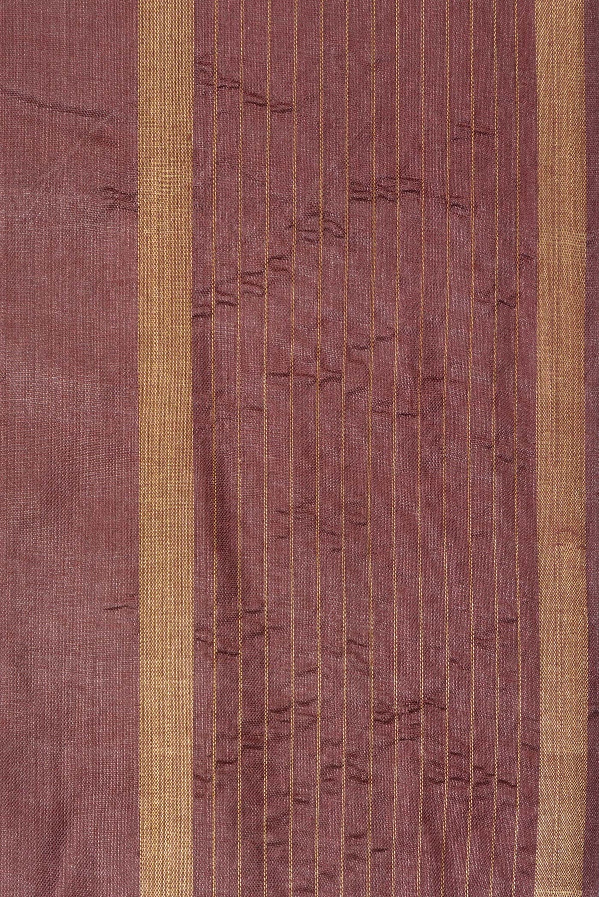 Border image of Pure Silk Brown Dual Tone Tussar Saree with Zari Butta on the body and Zari Border. 