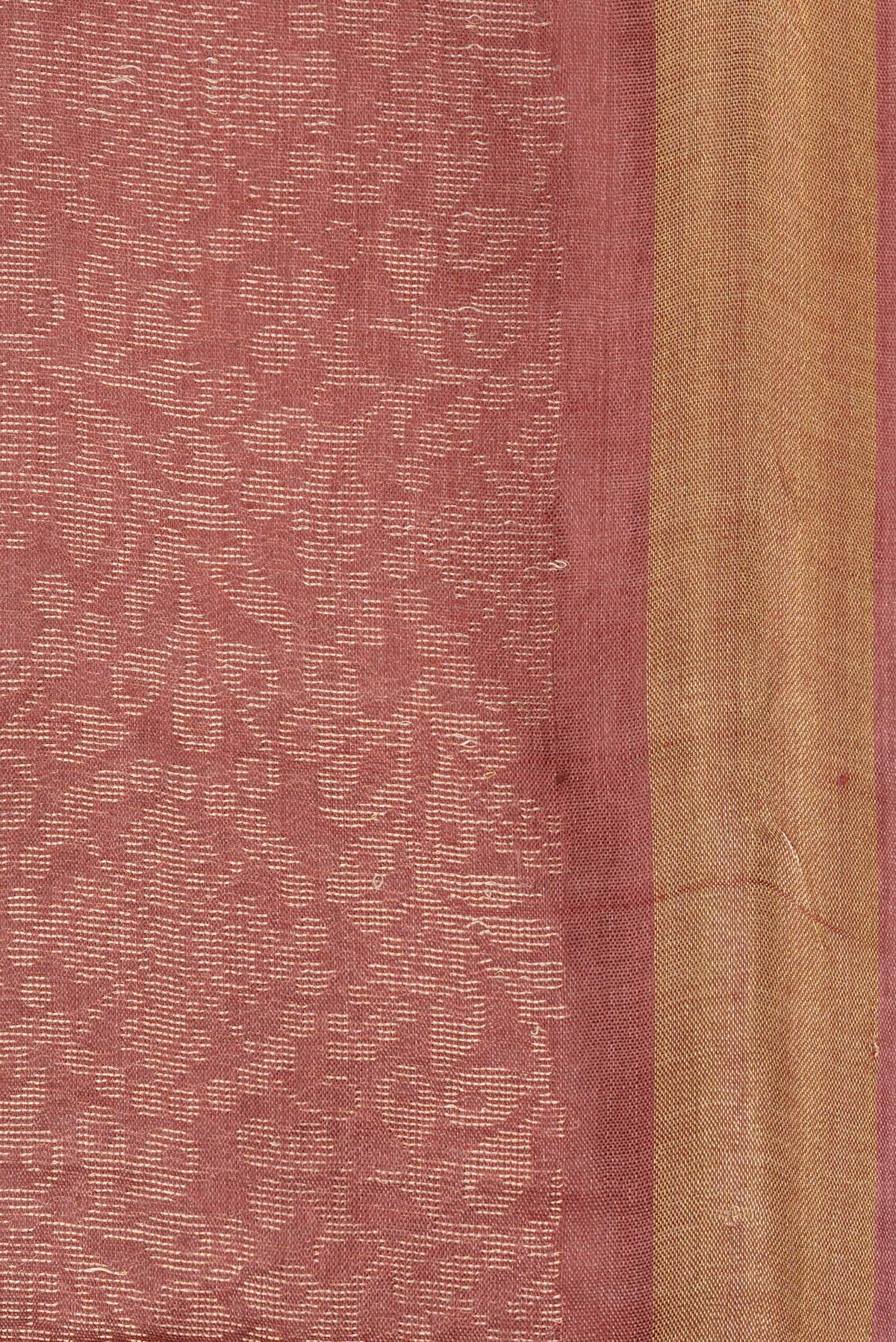 Border image of Pure Silk Rose Gold Dual Tone Tussar Saree with Zari Brocade on the body and Zari Border. 