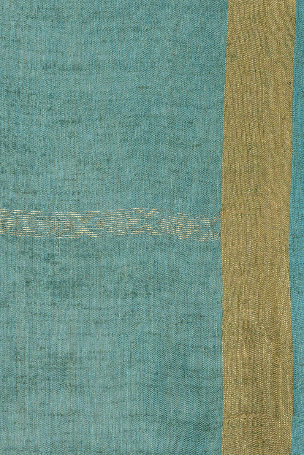 Border image of Pure Silk Green Dual Tone Tussar Saree with Zari Butta on the body and Zari Border. 
