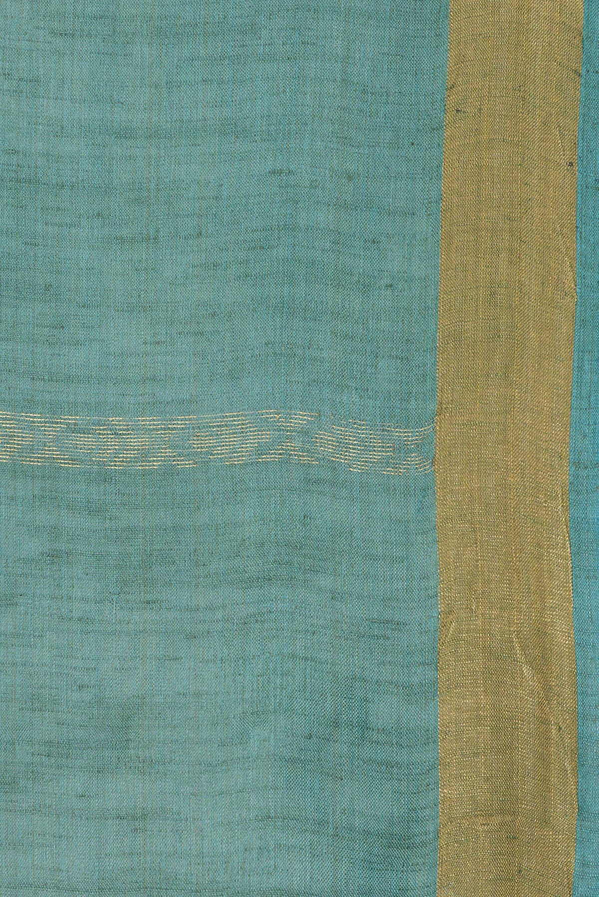 Border image of Pure Silk Green Dual Tone Tussar Saree with Zari Butta on the body and Zari Border. 