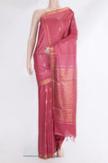 Pure Silk Pink Dual Tone Tussar Saree with Zari Butta on the body and Zari Border.  displayed on a mannequin