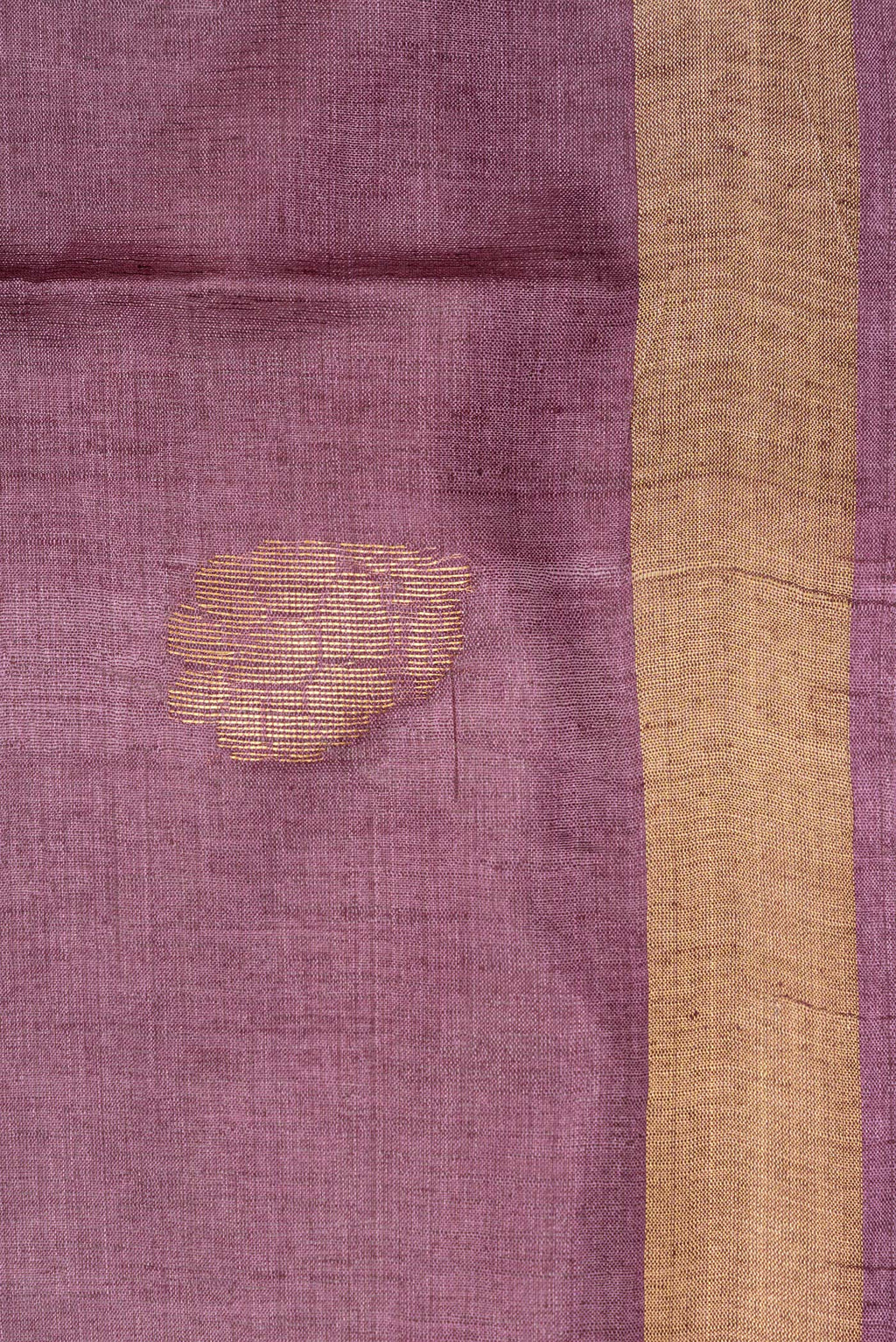 Border image of Pure Silk Purple Dual Tone Tussar Saree with Zari Butta on the body and Zari Border. 
