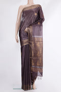 Pure Silk Purple Dual Tone Tussar Saree with Zari Butta on the body and Zari Border.  displayed on a mannequin