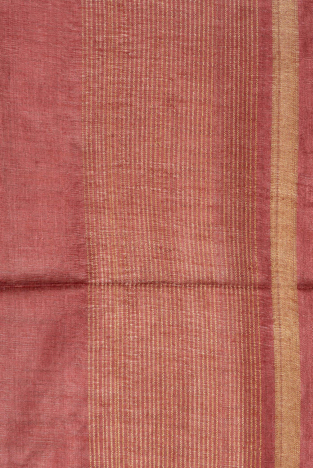 Border image of Pure Silk Rust Dual Tone Tussar Saree with Zari Butta on the body and Zari Border. 
