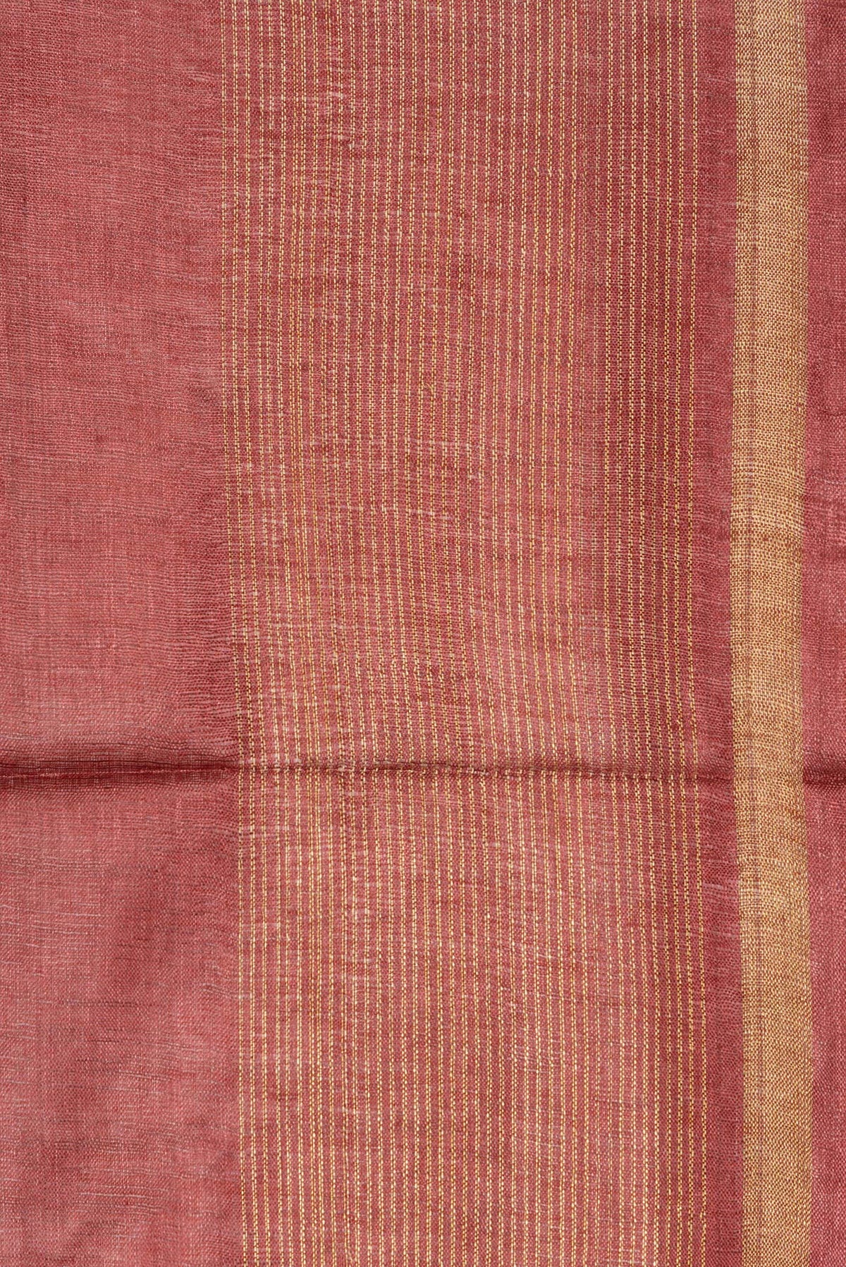 Border image of Pure Silk Rust Dual Tone Tussar Saree with Zari Butta on the body and Zari Border. 