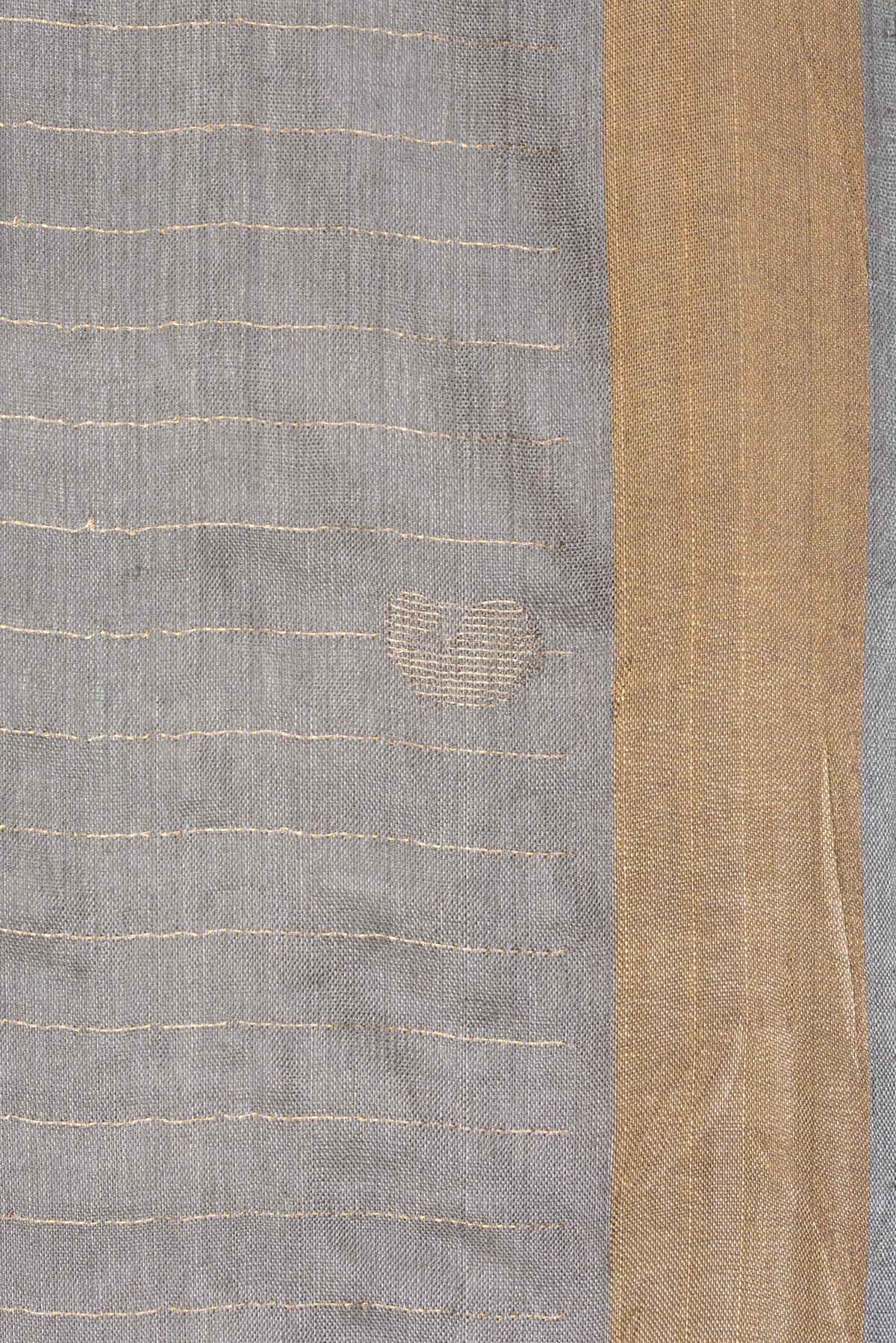 Border image of Pure Silk Grey Dual Tone Tussar Saree with Stripes on the body and Zari Border. 