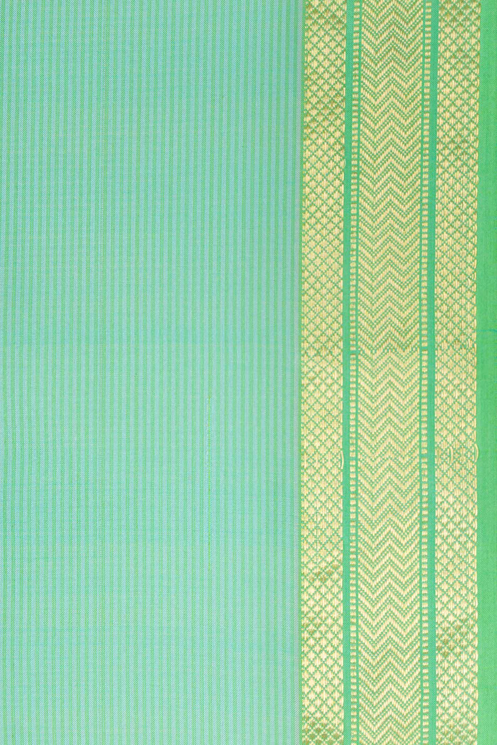 Border image of Sea Green Dual Tone Maheshwari Silk Saree with Stripes on the body and Zari Border. 