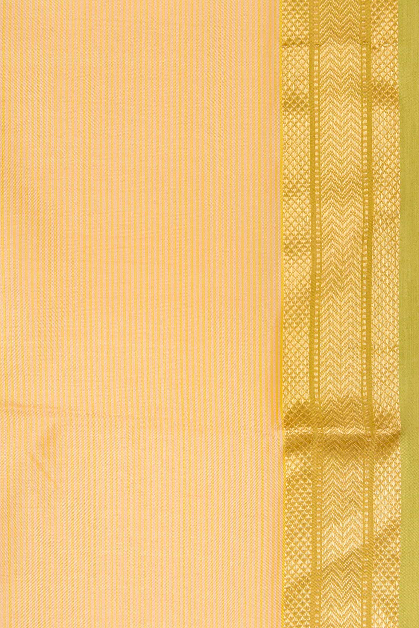 Border image of Sandal Dual Tone Maheshwari Silk Saree with Stripes on the body and Zari Border. 