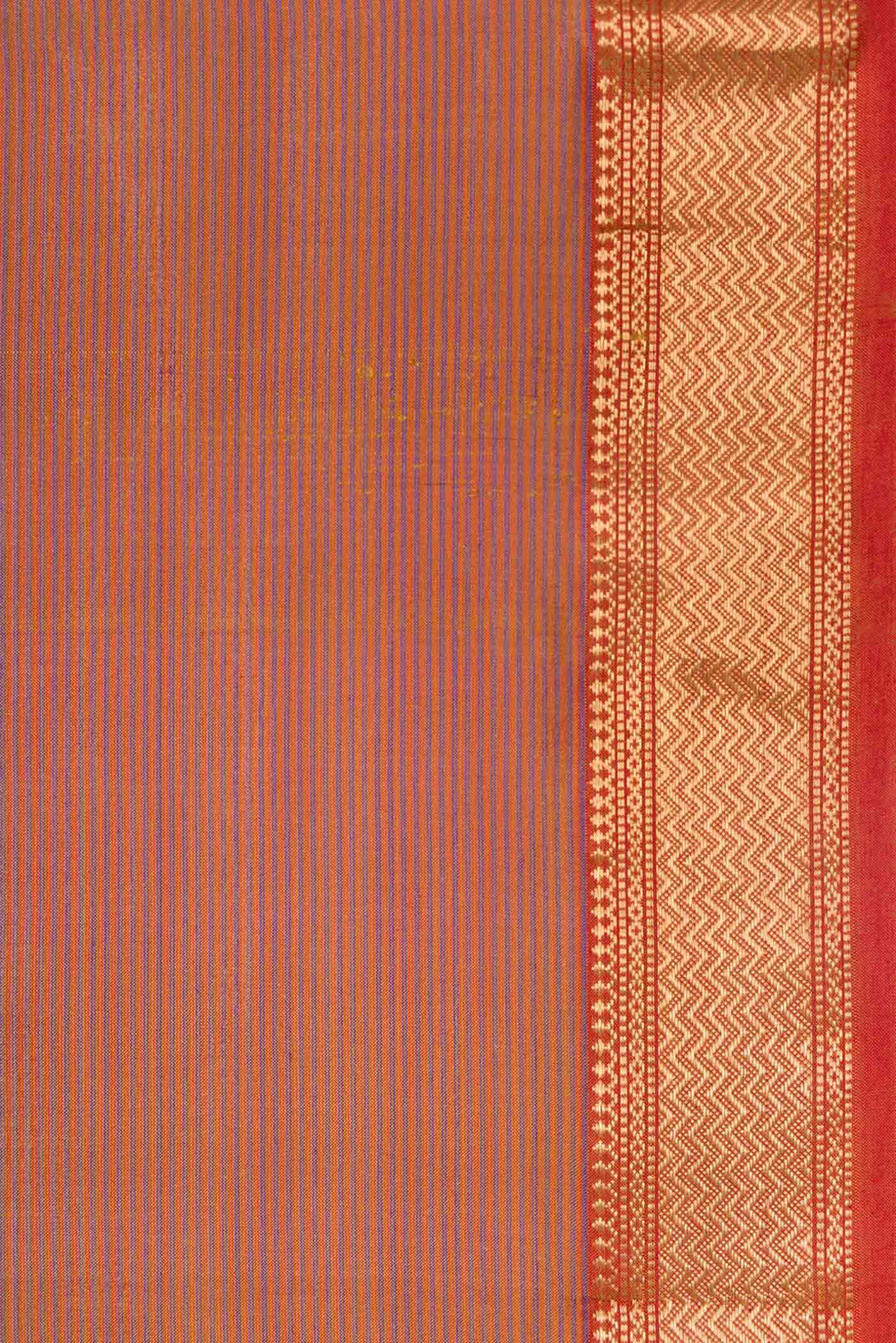 Border image of Brown Dual Tone Maheshwari Silk Saree with Stripes on the body and Zari Border. 