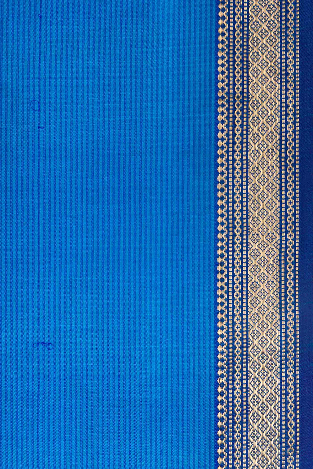 Border image of Royal Blue Dual Tone Maheshwari Silk Saree with Stripes on the body and Zari Border. 