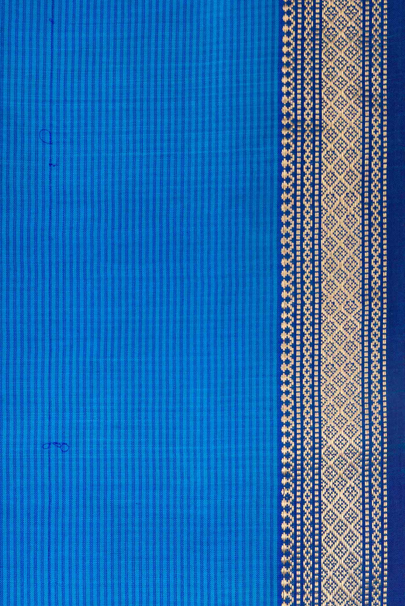 Border image of Royal Blue Dual Tone Maheshwari Silk Saree with Stripes on the body and Zari Border. 