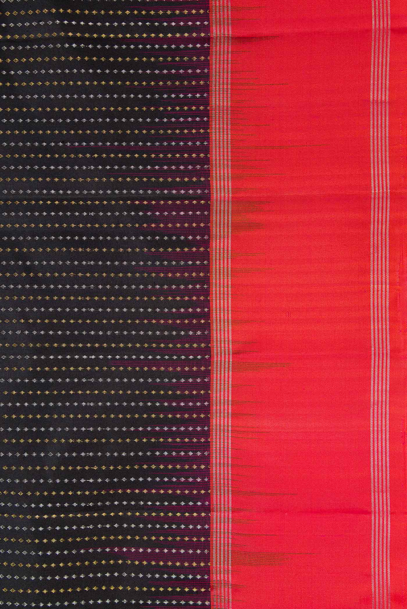 Border image of Black Dual Tone Soft Silk Saree with Stripes on the body and Zari Border. 