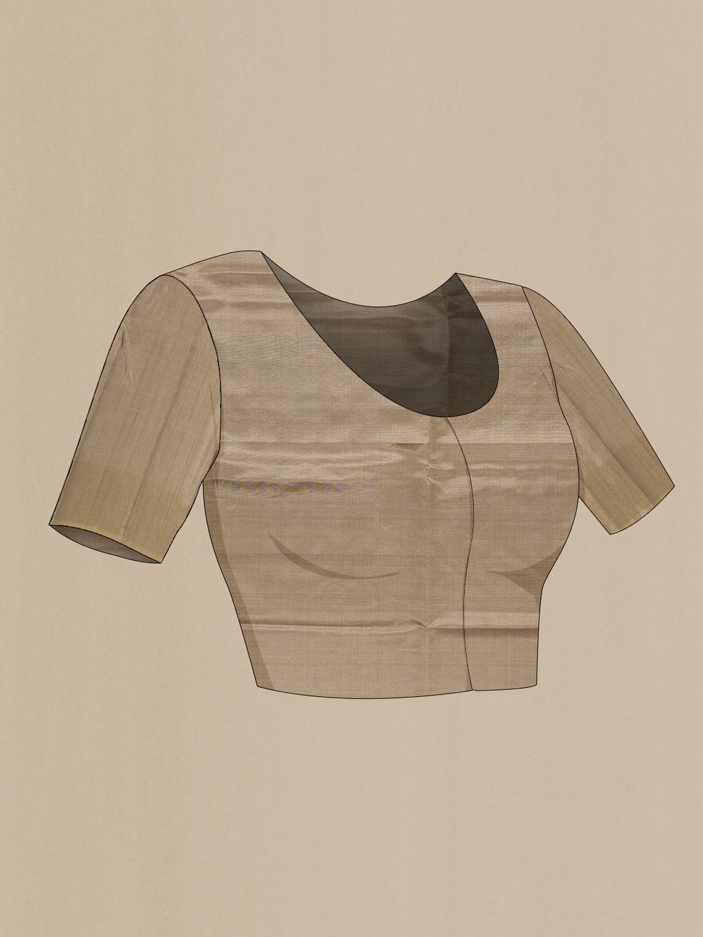 Close up image of the blouse of Orange Dual Tone Soft Silk Saree with Zari Brocade on the body and Fancy Border. 