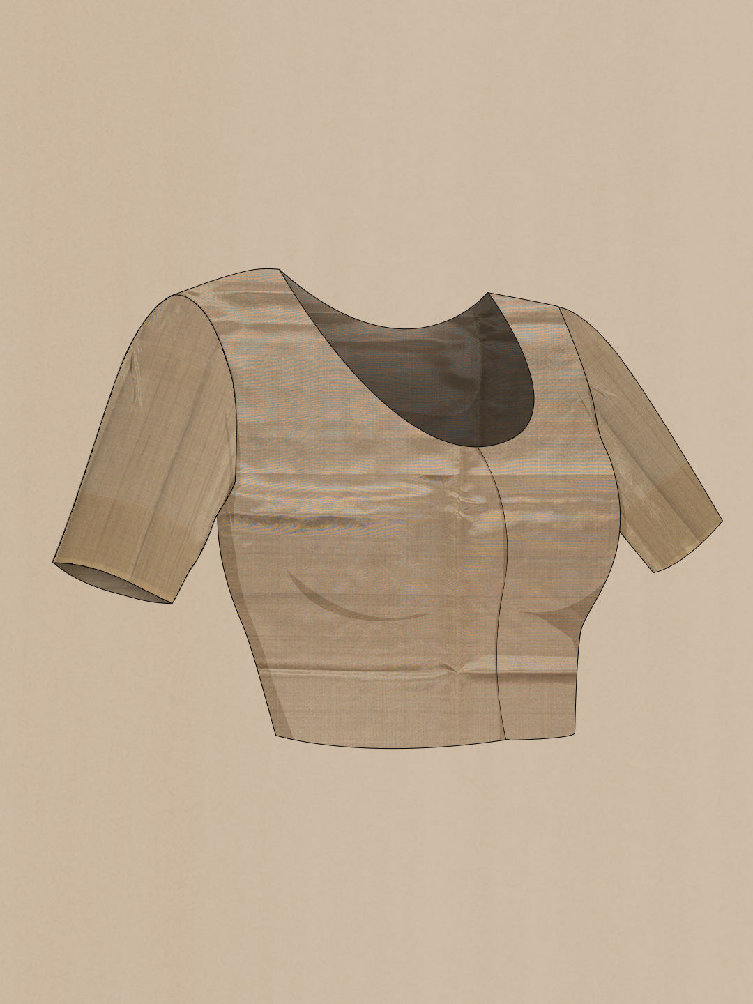 Close up image of the blouse of Orange Dual Tone Soft Silk Saree with Zari Brocade on the body and Fancy Border. 