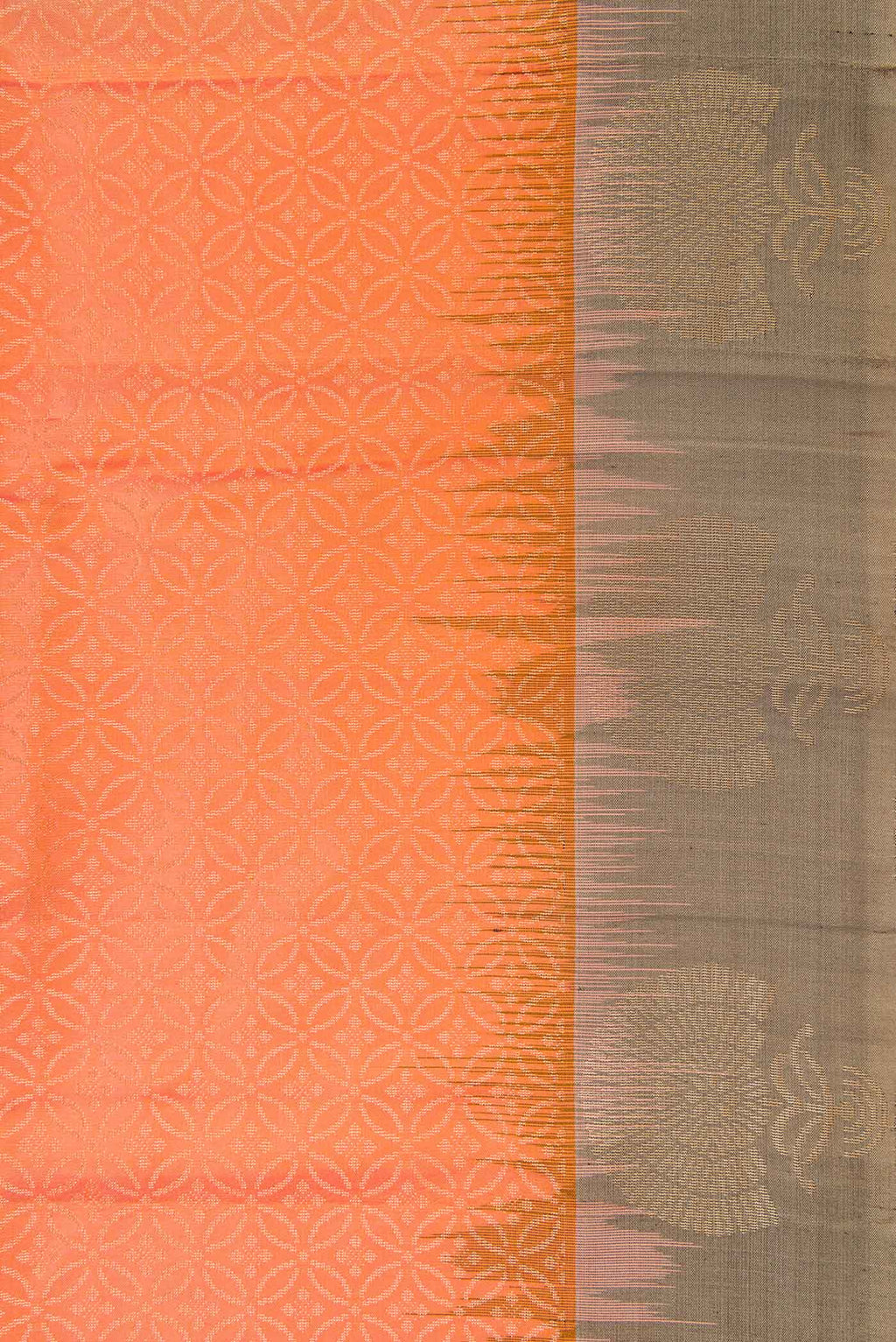 Border image of Orange Dual Tone Soft Silk Saree with Zari Brocade on the body and Fancy Border. 