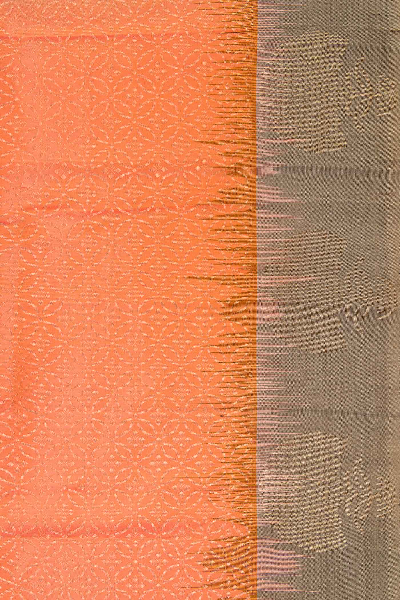 Border image of Orange Dual Tone Soft Silk Saree with Zari Brocade on the body and Fancy Border. 
