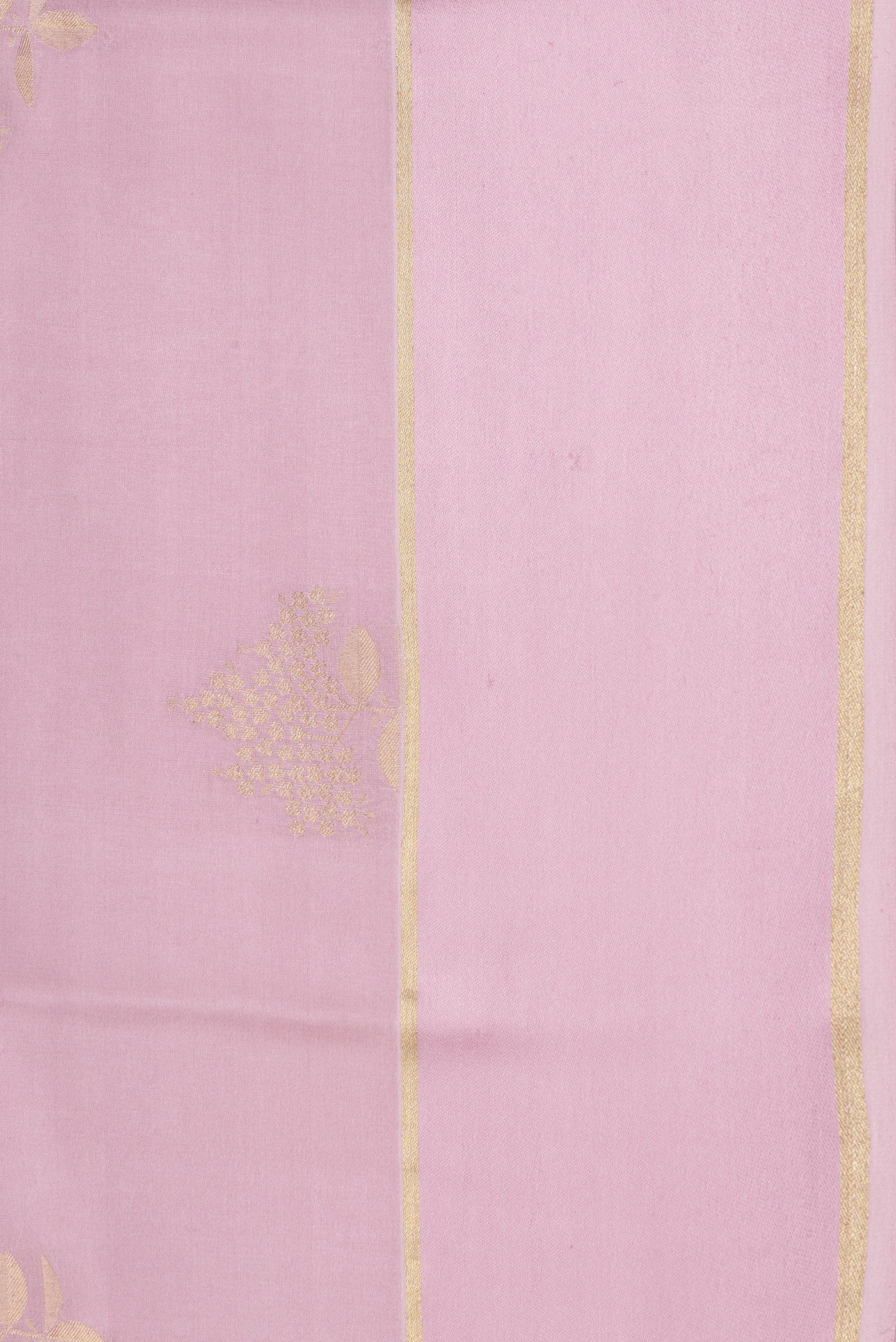 Border image of Pink Dual Tone Mysore Crepe Saree with Zari Butta on the body and Zari Border. 