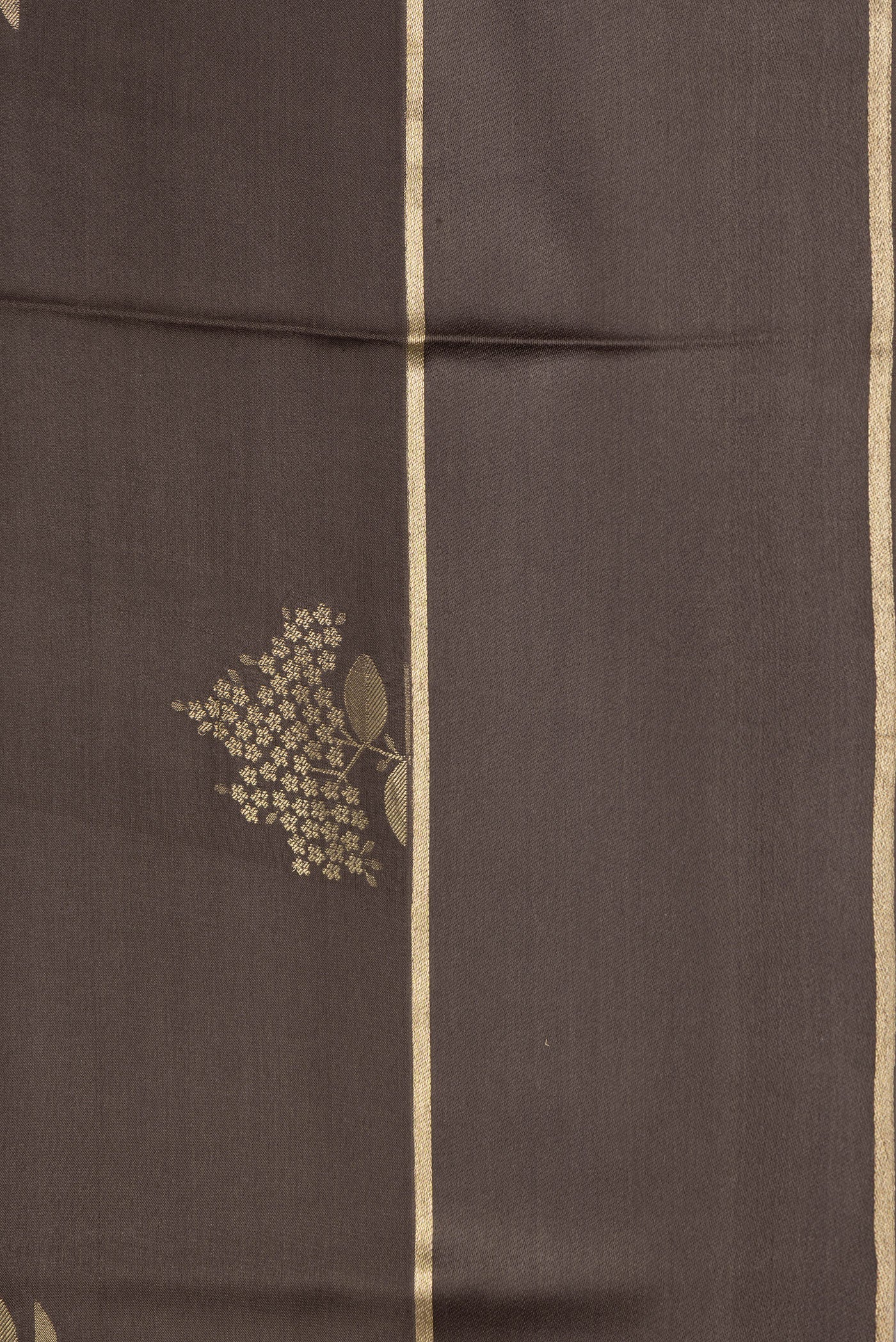 Border image of Brown Dual Tone Mysore Crepe Saree with Zari Butta on the body and Zari Border. 