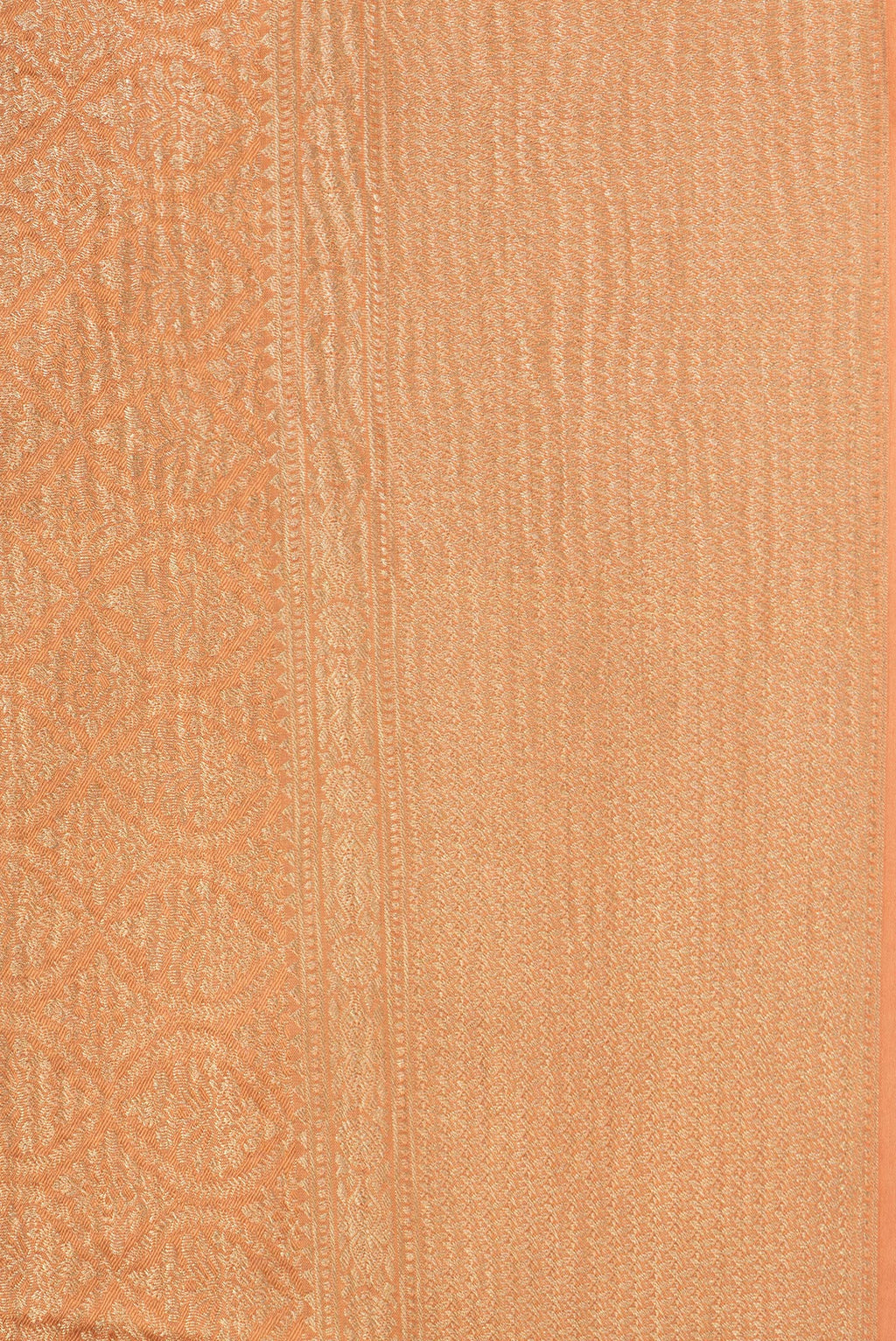 Border image of Orange Dual Tone Mysore Georgette Saree with Zari Brocade on the body and Zari Border. 