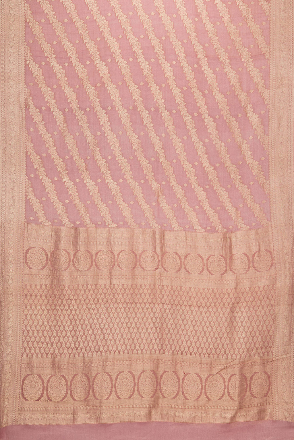 Flat view of Dark Pink Dual Tone Georgette Saree with Zari Brocade on the body and Zari Border. 