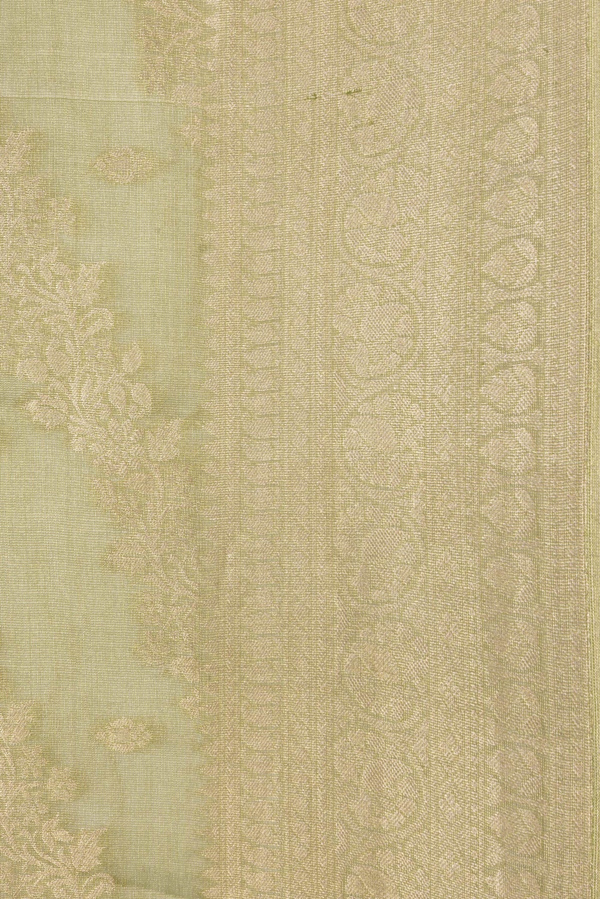 Border image of Mehandi Green Dual Tone Mysore Georgette Saree with Zari Brocade on the body and Zari Border. 