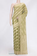 Mehandi Green Dual Tone Mysore Georgette Saree with Zari Brocade on the body and Zari Border.  displayed on a mannequin