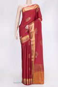 Maroon Dual Tone Mysore Georgette Saree with Zari Butta on the body and Zari Border.  displayed on a mannequin