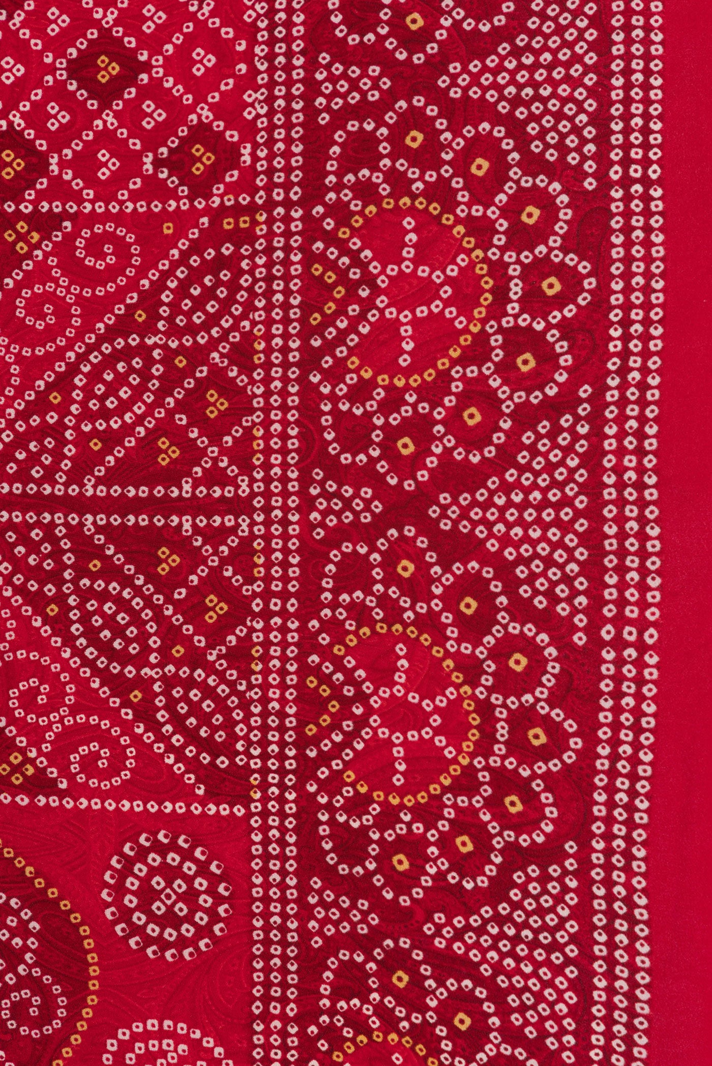 Border image of Red Dual Tone Mysore Crepe Saree with Printed design on the body and Printed Border. 