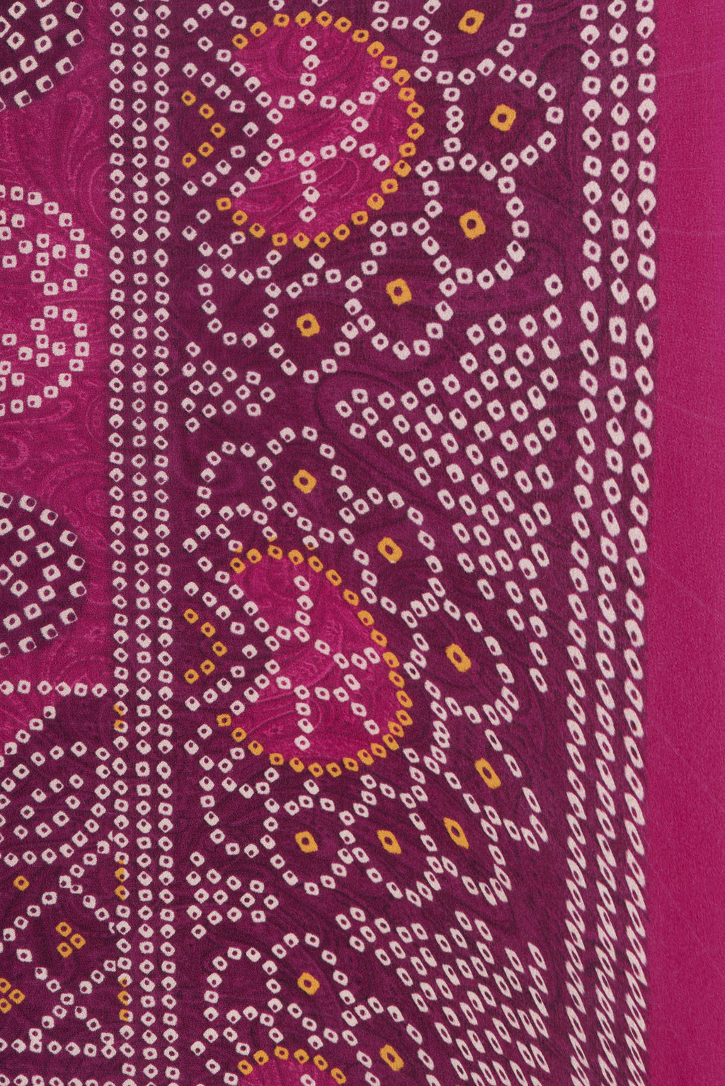 Border image of Pink Dual Tone Mysore Crepe Saree with Bandhani Print on the body and Printed Border. 