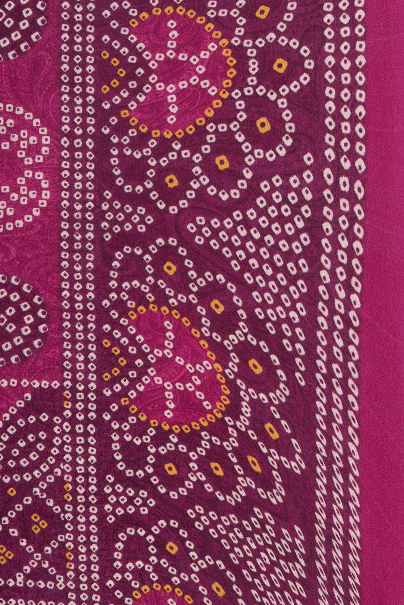Border image of Pink Dual Tone Mysore Crepe Saree with Bandhani Print on the body and Printed Border. 