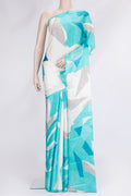 Beige Dual Tone Mysore Crepe Saree with Printed design on the body and Printed Border.  displayed on a mannequin