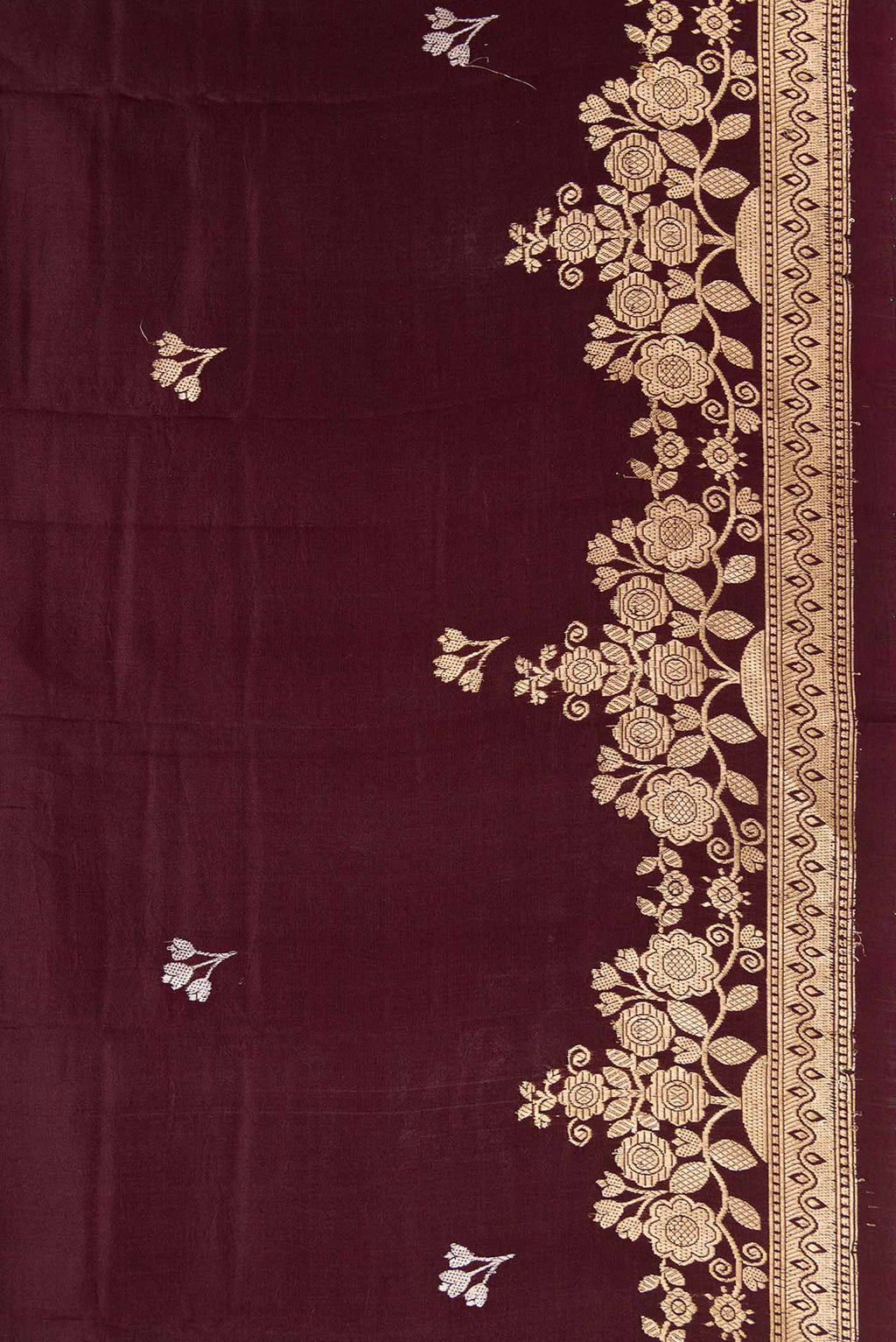 Border image of Coffee Brown Dual Tone Tussar Silk Saree with Zari Butta on the body and Fancy Border. 