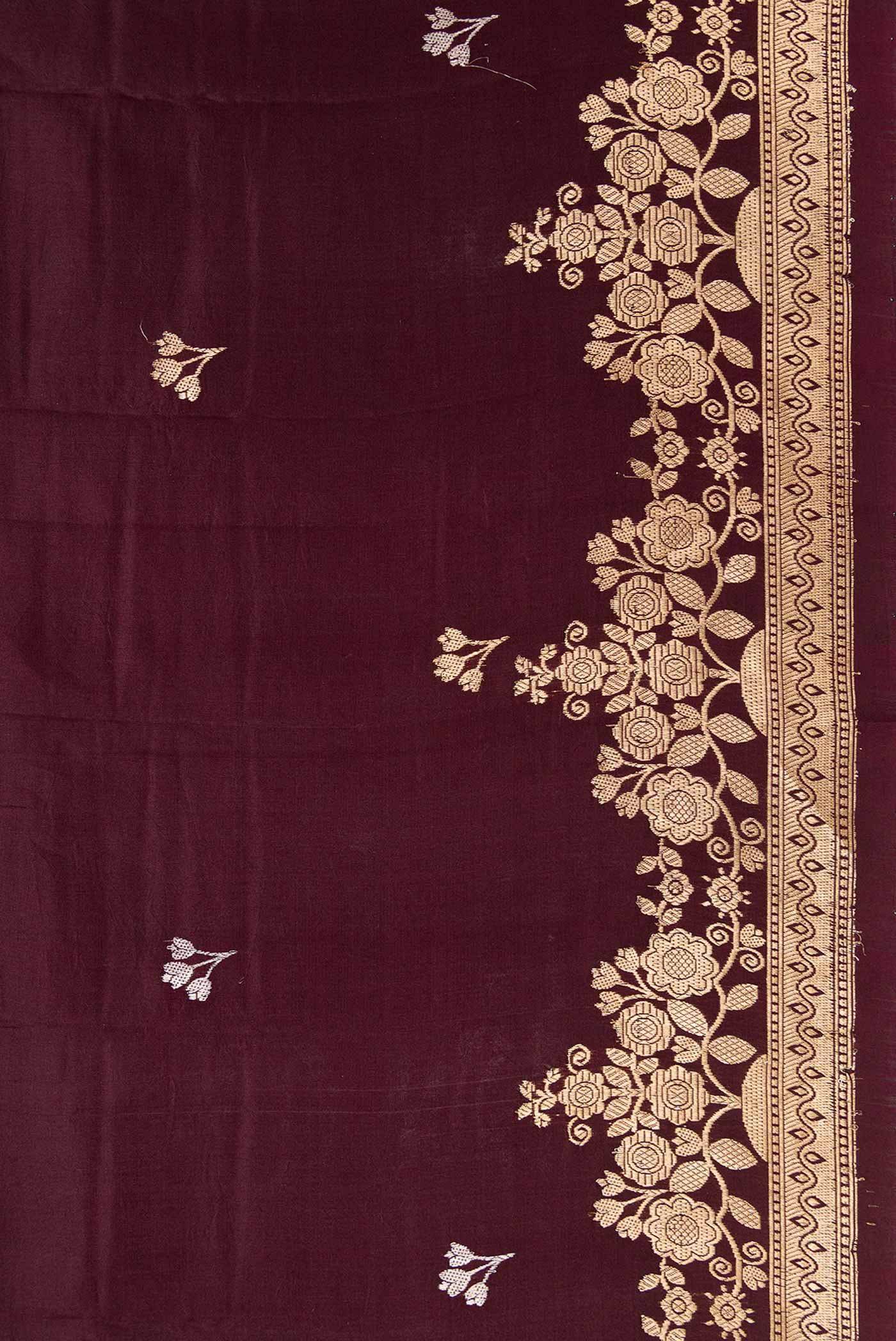 Border image of Coffee Brown Dual Tone Tussar Silk Saree with Zari Butta on the body and Fancy Border. 