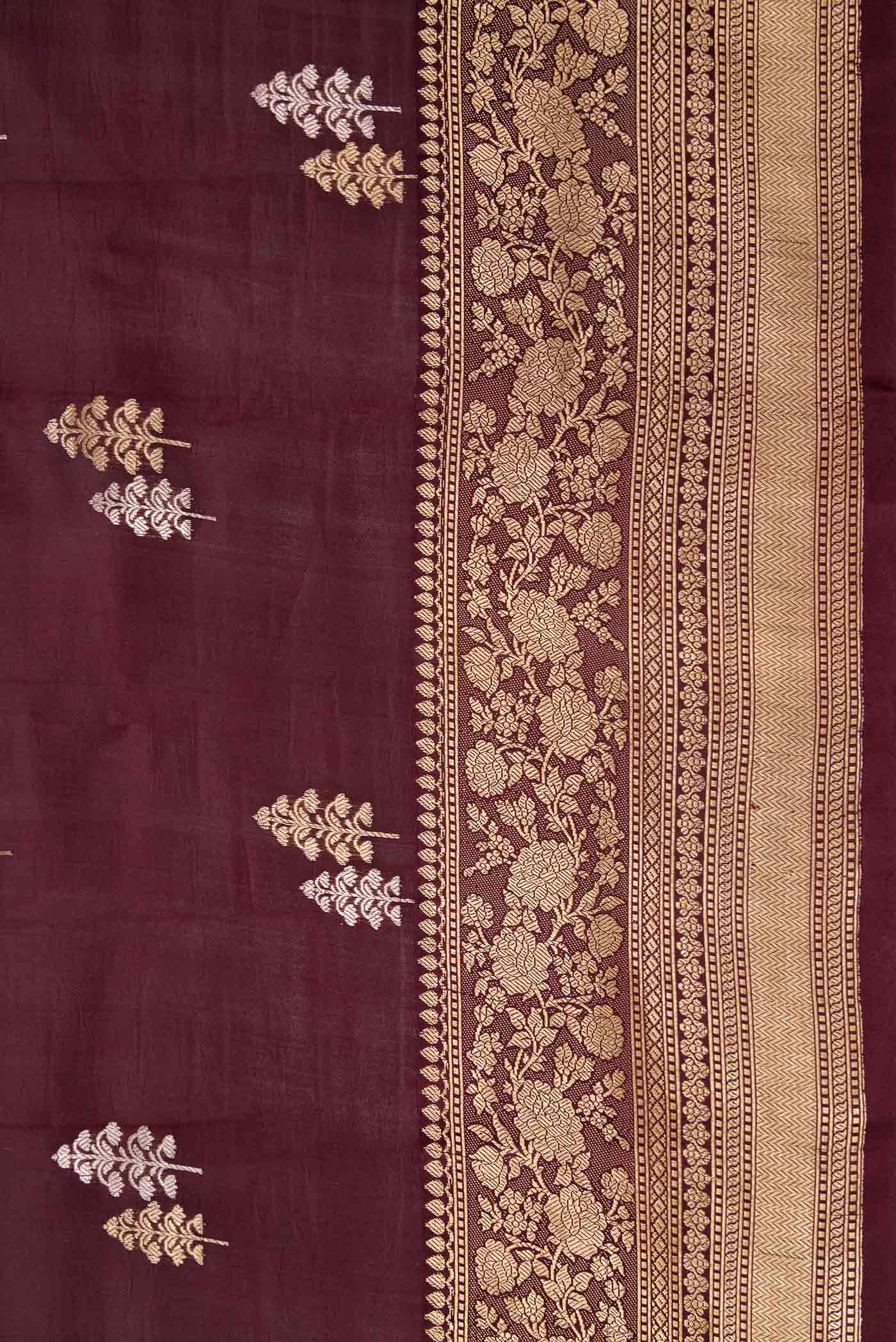 Border image of Coffee Brown Dual Tone Tussar Silk Saree with Zari Butta on the body and Fancy Border. 