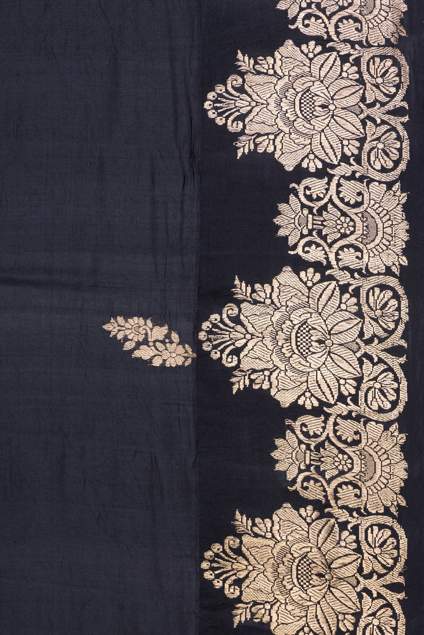 Border image of Black Dual Tone Tussar Silk Saree with Zari Butta on the body and Fancy Border. 