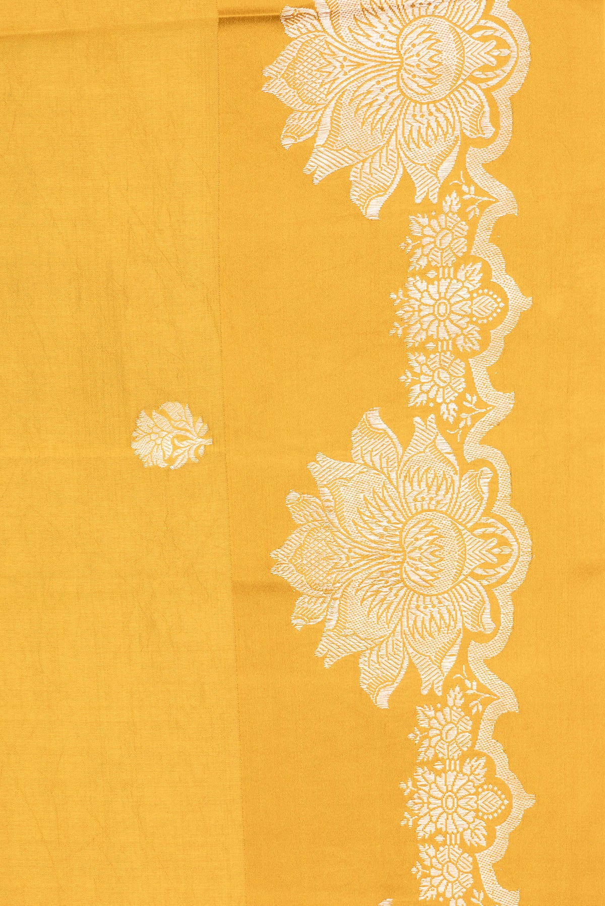 Border image of Mustard Dual Tone Tussar Silk Saree with Zari Butta on the body and Fancy Border. 
