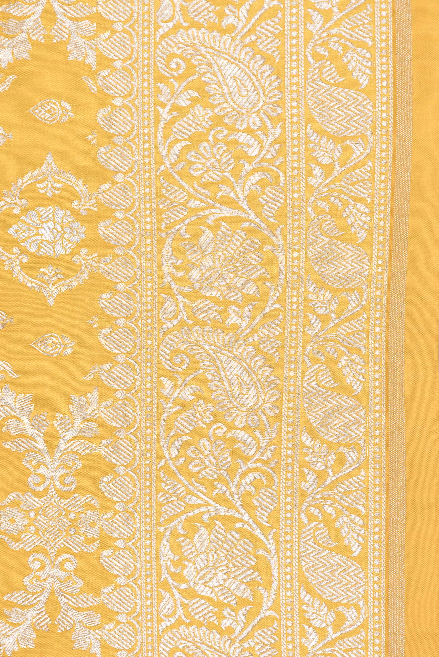 Border image of Mustard Dual Tone Banarasi Silk Saree with Zari Brocade on the body and Zari Border. 