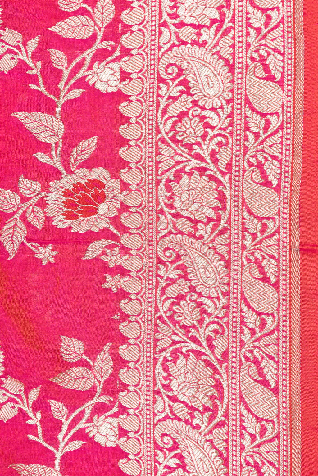 Border image of Pink Dual Tone Banarasi Silk Saree with Zari Brocade on the body and Zari Border. 