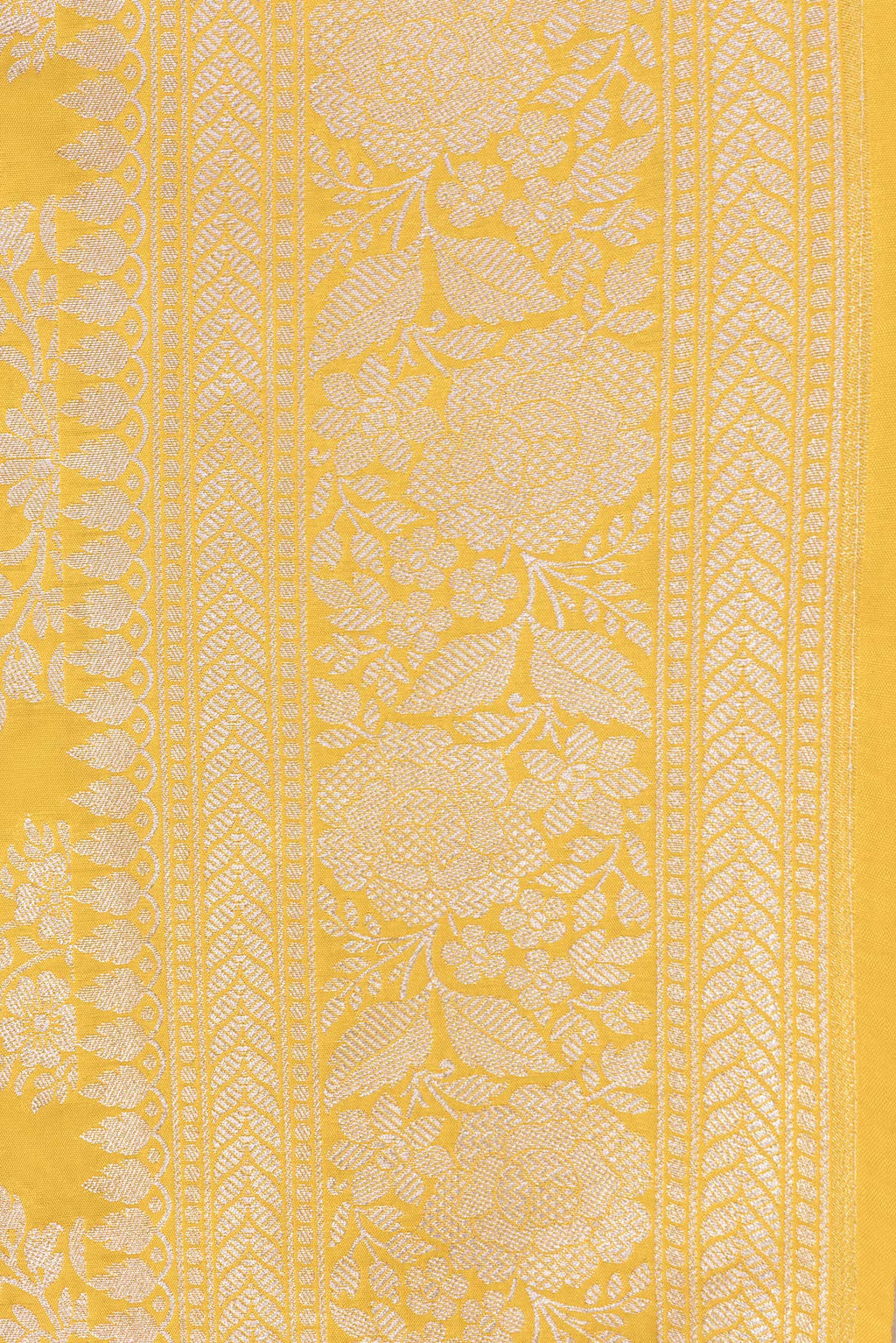 Border image of Yellow Dual Tone Blended Banarasi Silk Saree with Zari Brocade on the body and Zari Border. 
