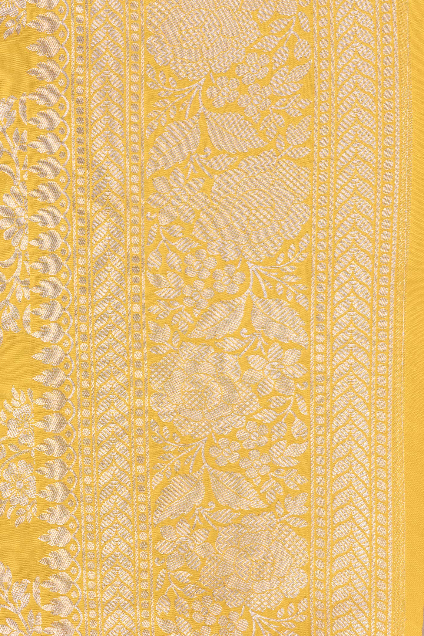Border image of Yellow Dual Tone Blended Banarasi Silk Saree with Zari Brocade on the body and Zari Border. 