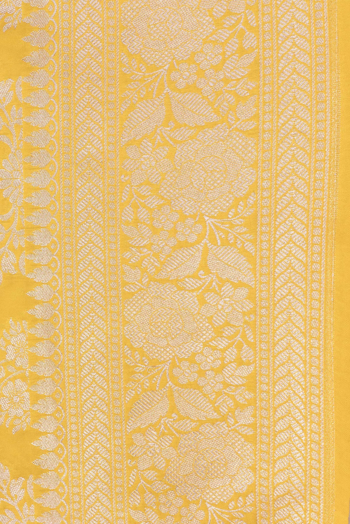 Border image of Yellow Dual Tone Blended Banarasi Silk Saree with Zari Brocade on the body and Zari Border. 