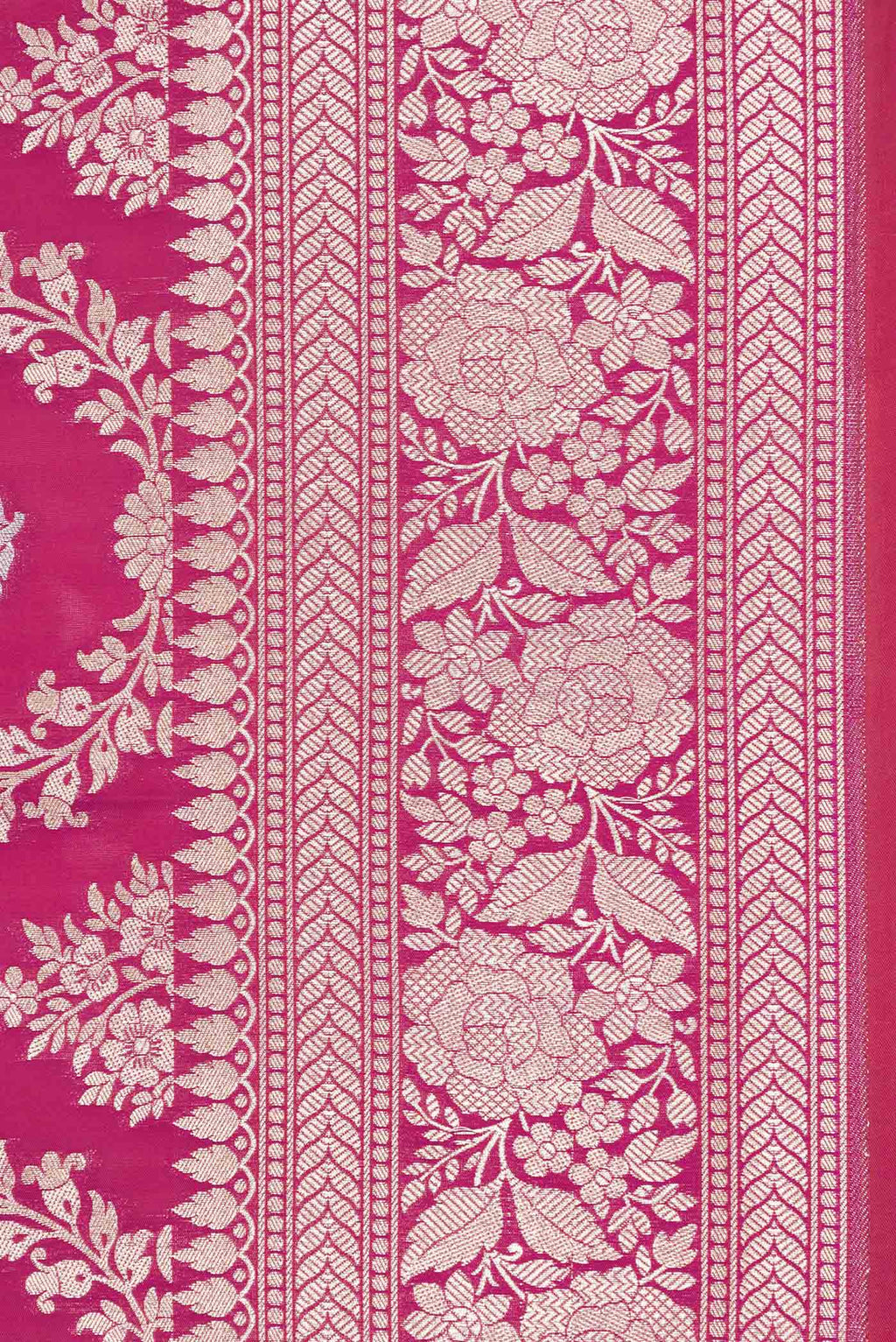 Border image of Dark Pink Dual Tone Blended Banarasi Saree with Zari Brocade on the body and Zari Border. 