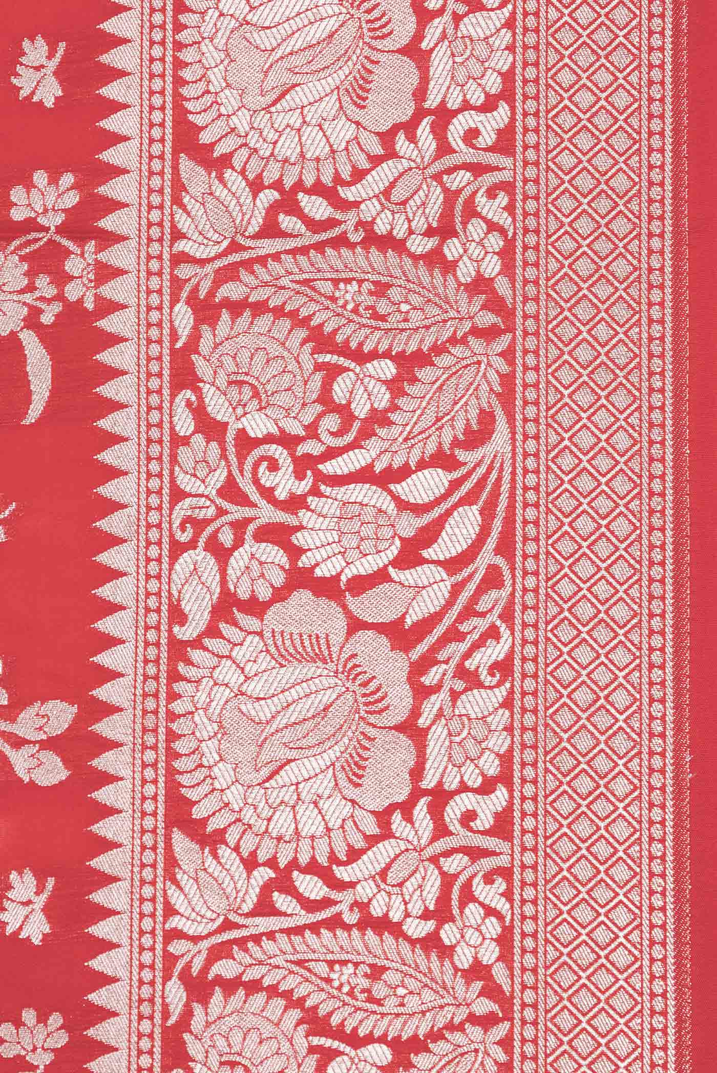Border image of Red Dual Tone Blended Banarasi Saree with Zari Brocade on the body and Zari Border. 