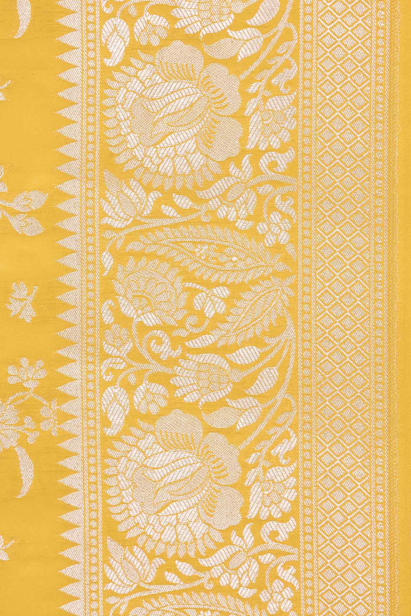 Border image of Yellow Dual Tone Blended Banarasi Saree with Zari Brocade on the body and Zari Border. 