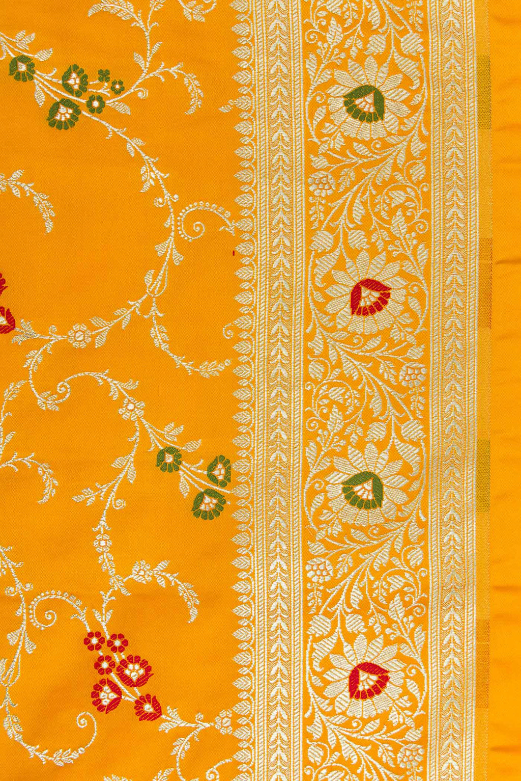 Border image of Mustard Dual Tone Blended Banarasi Silk Saree with Zari Brocade on the body and Zari Border. 