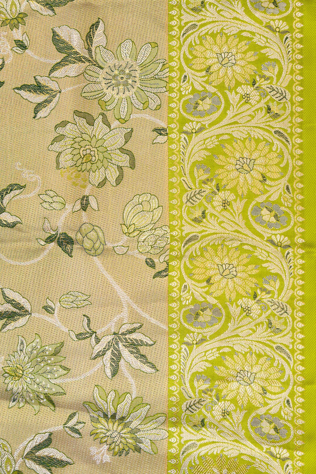 Border image of Pista Green Dual Tone Kanchipuram Tissue Silk Saree with Zari Brocade on the body and Fancy Border. 