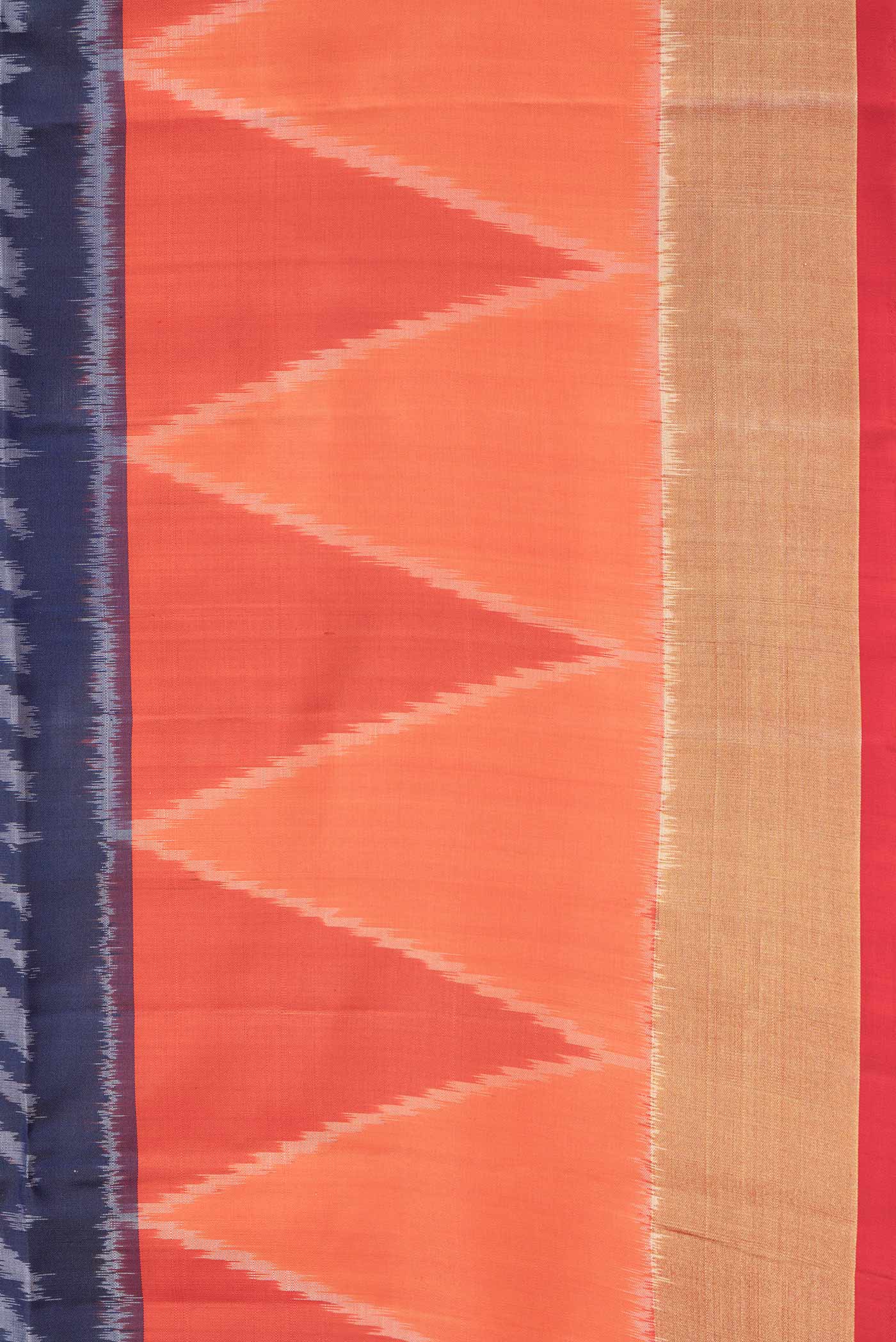 Border image of Navy Blue Dual Tone Soft Silk Saree with Ikat Print on the body and Ikat Border. 