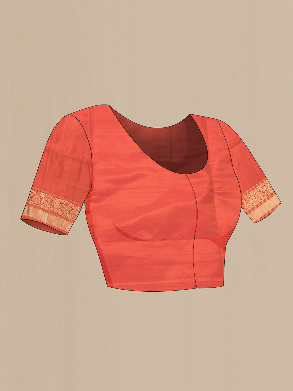 Close up image of the blouse of Pink Dual Tone Soft Silk Saree with Ikat Print on the body and Zari Border. 